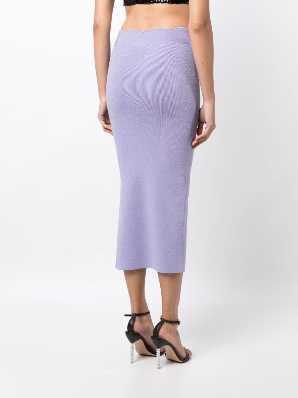 Shop Galvan Delia Ribbed Midi Skirt In Purple