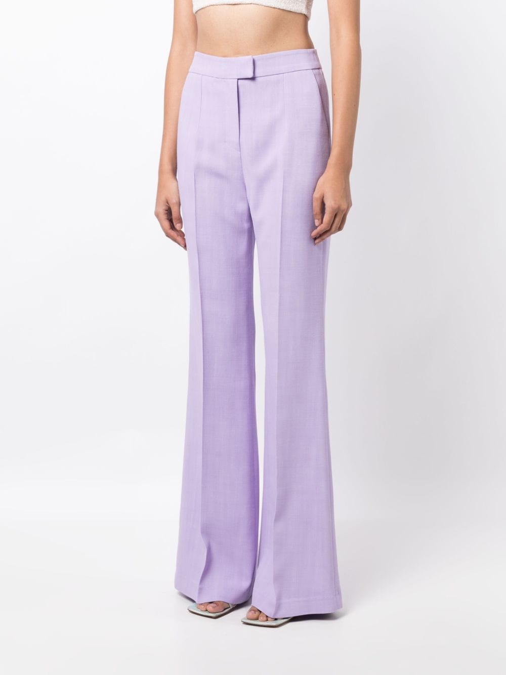 Shop Galvan High-waist Flare-leg Trousers In Purple