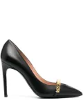 Moschino 100mm logo-lettering pumps - Black