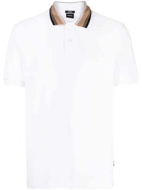 BOSS Camisa polo com listras na gola