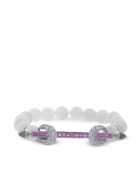 Ananya 18kt white gold Chakra diamond sapphire and moonstone beaded bracelet