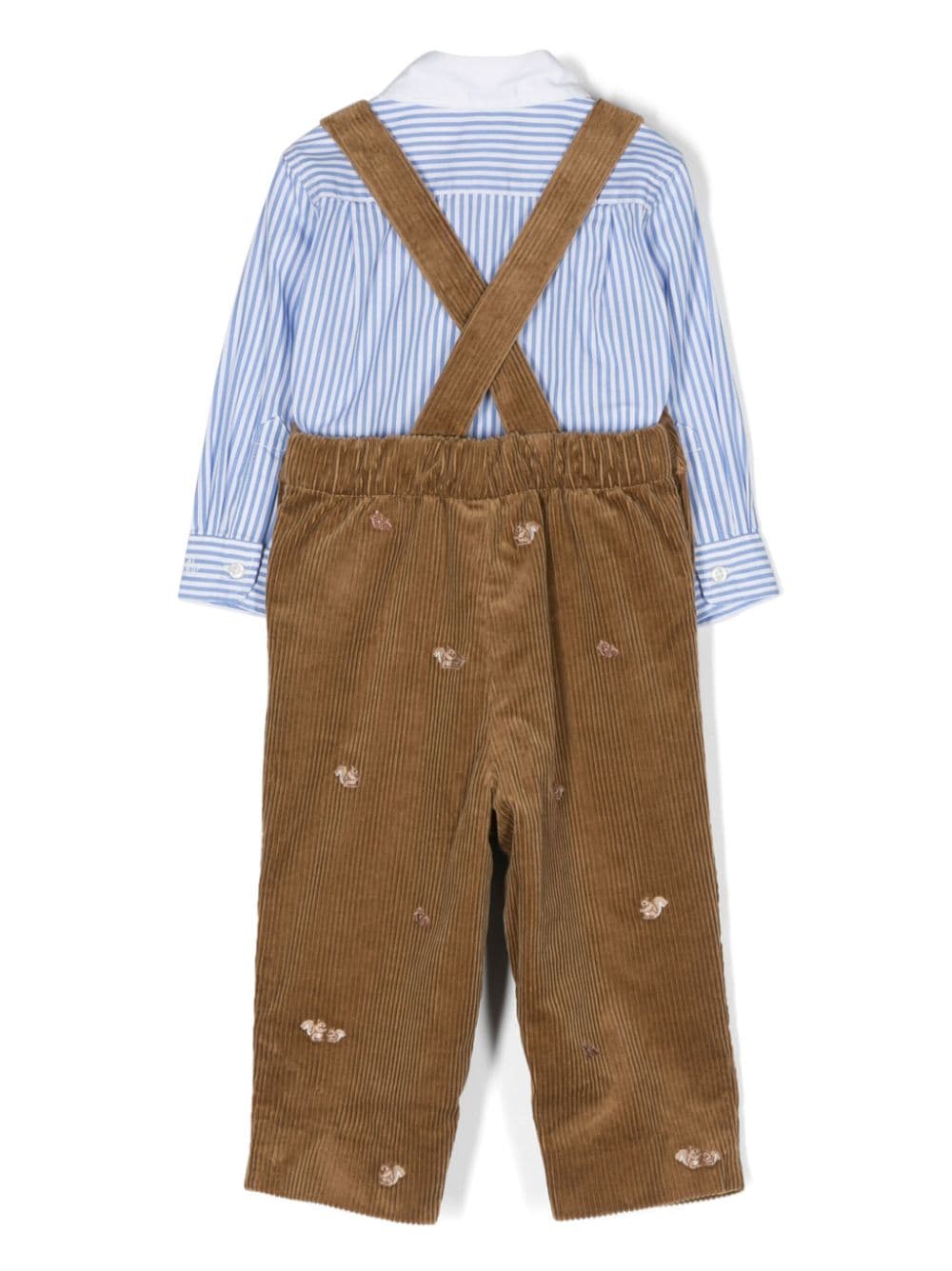 Shop Ralph Lauren Striped Cotton Corduroy Trousers Set In Brown