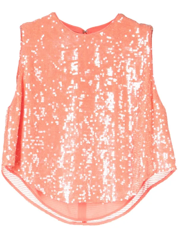 Lapointe Sequin-embellished Sleeveless Top in Orange