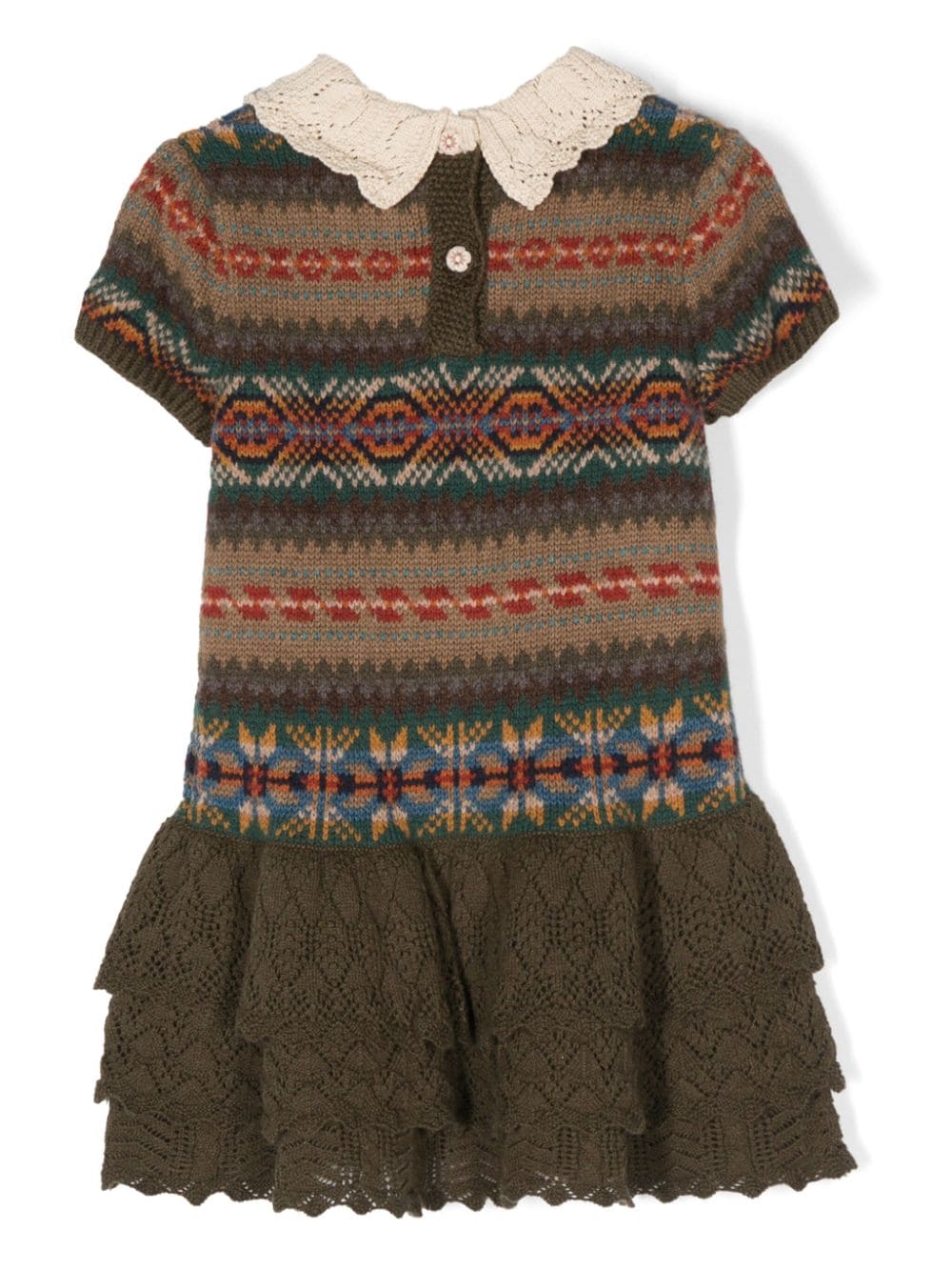 Ralph Lauren Kids Fair Isle knitted minidress - Groen