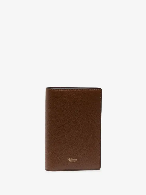 Mulberry logo-stamp leather passport case