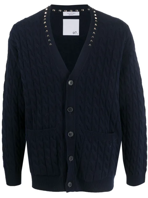 Valentino Garavani Rockstud-embellished cable-knit cardigan