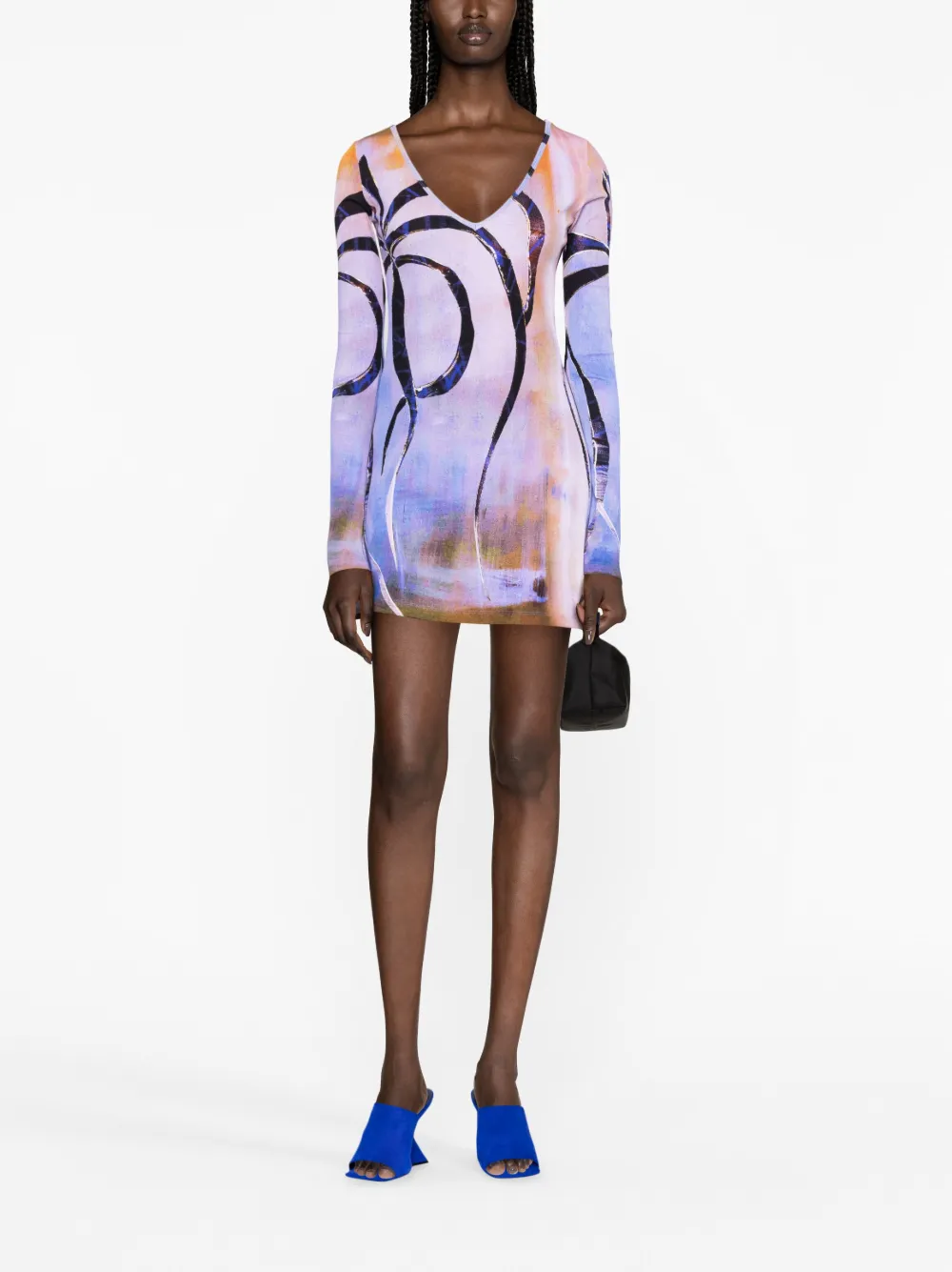 Louisa Ballou Enigma-print ribbed-knit minidress - Paars