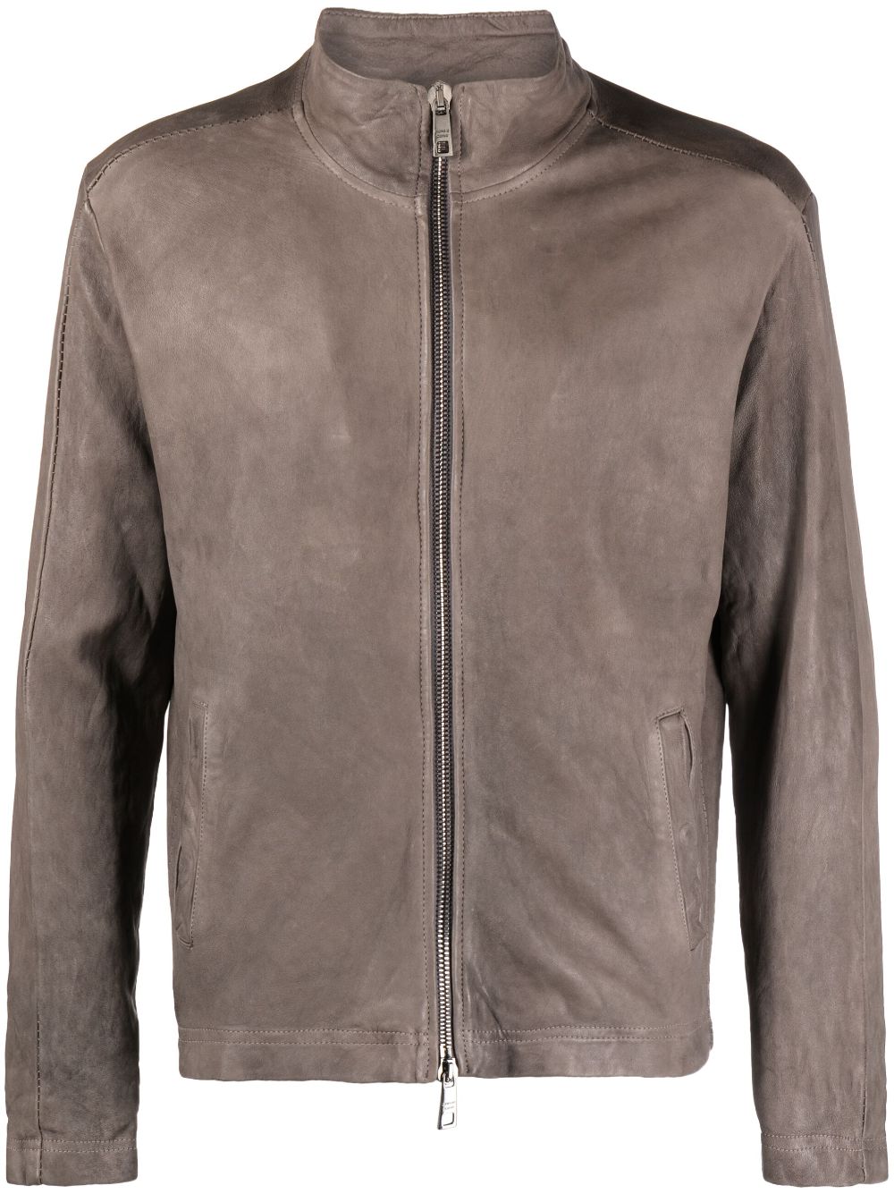 Giorgio Brato high-neck zip-up leather jacket - Grey