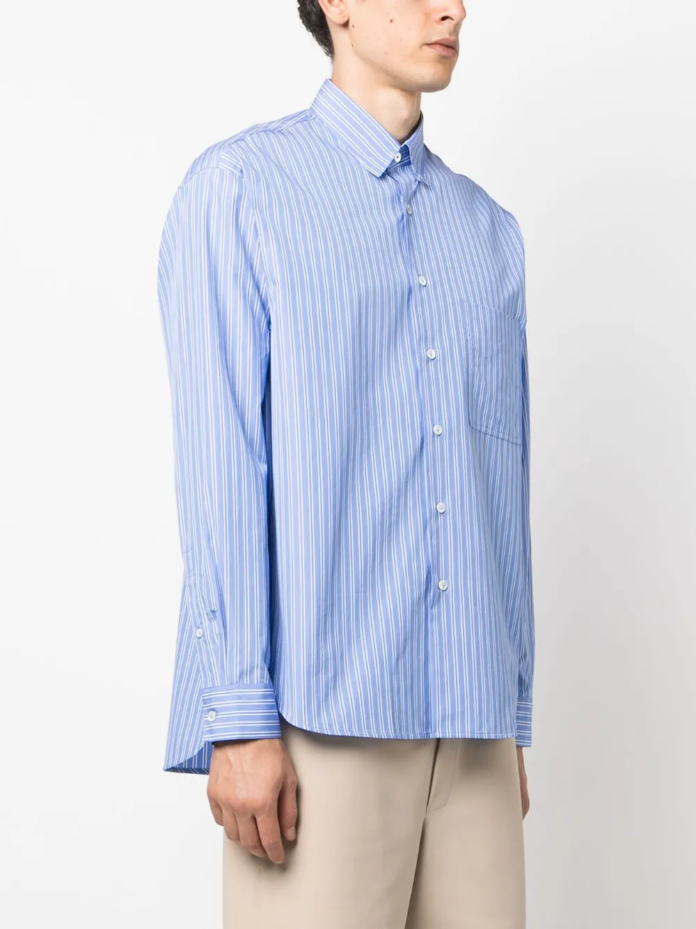  Lanvin Striped Long-sleeve Shirt - Blue 