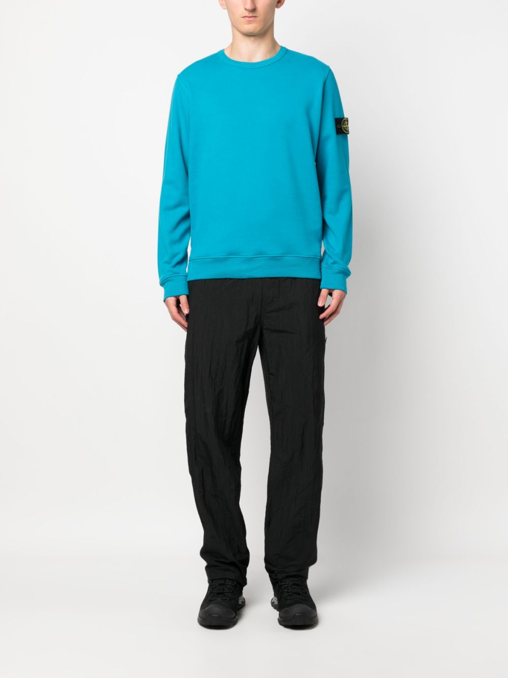 Stone Island Compass-patch cotton sweatshirt - Blauw