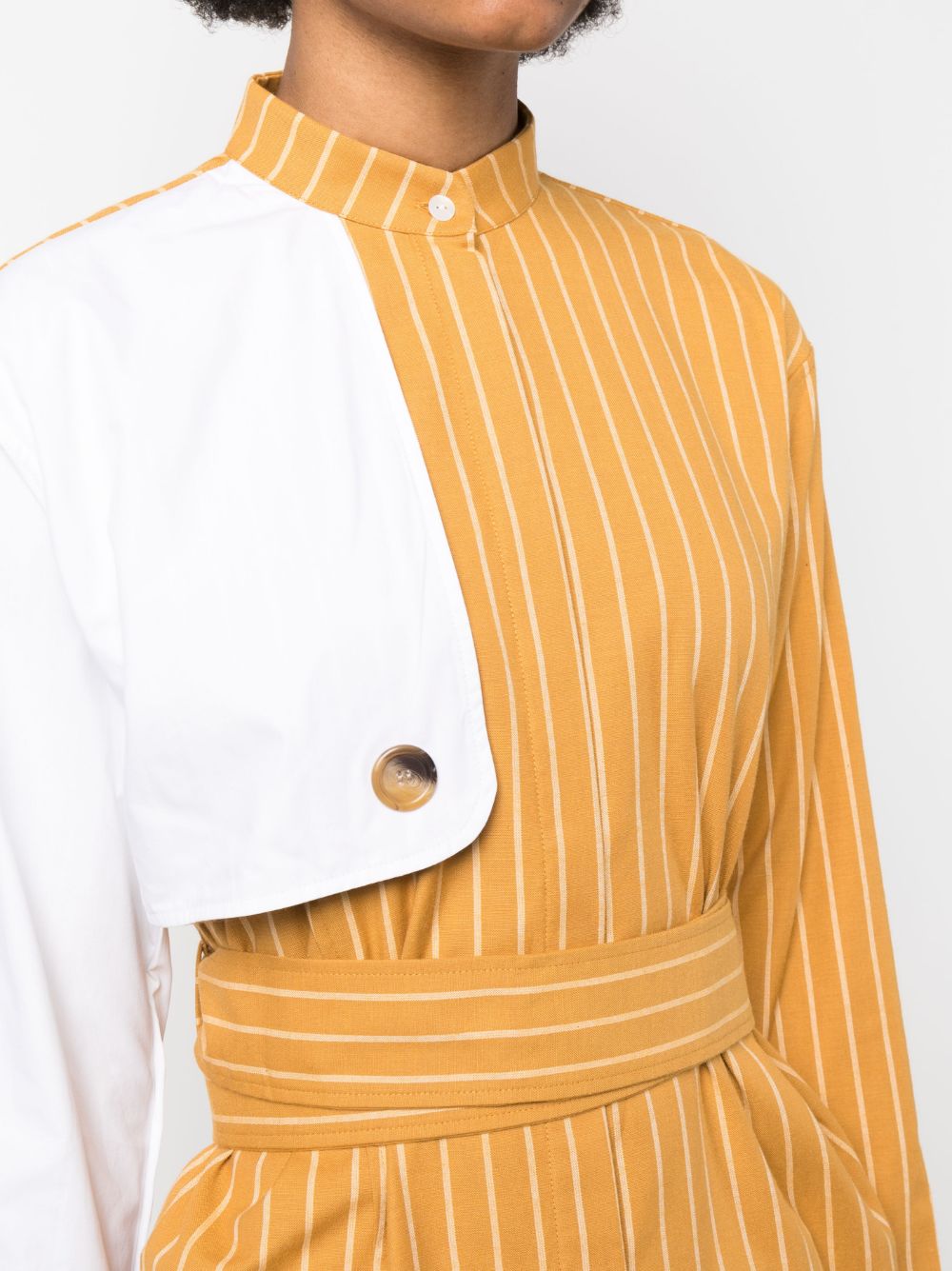 Shop D'estree Hans Pinstripe-pattern Shirt Jacket In Yellow