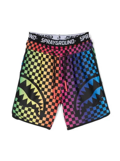 sprayground kid logo-print drawstring swim shorts