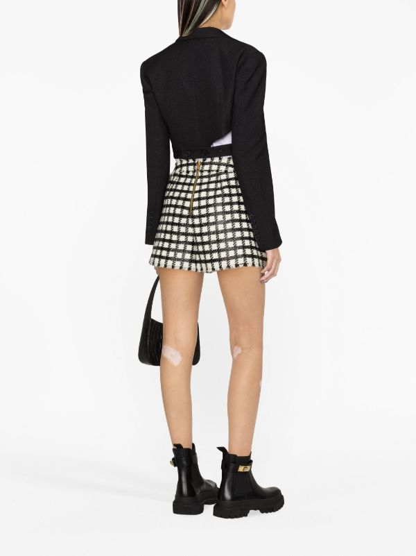 Shop Louis Vuitton Short Wool Tweed Cotton Logo Mini Skirts