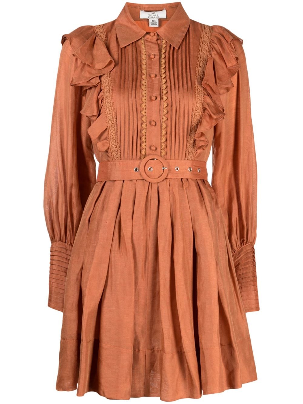 We Are Kindred Primrose Belted Minidress In Brown