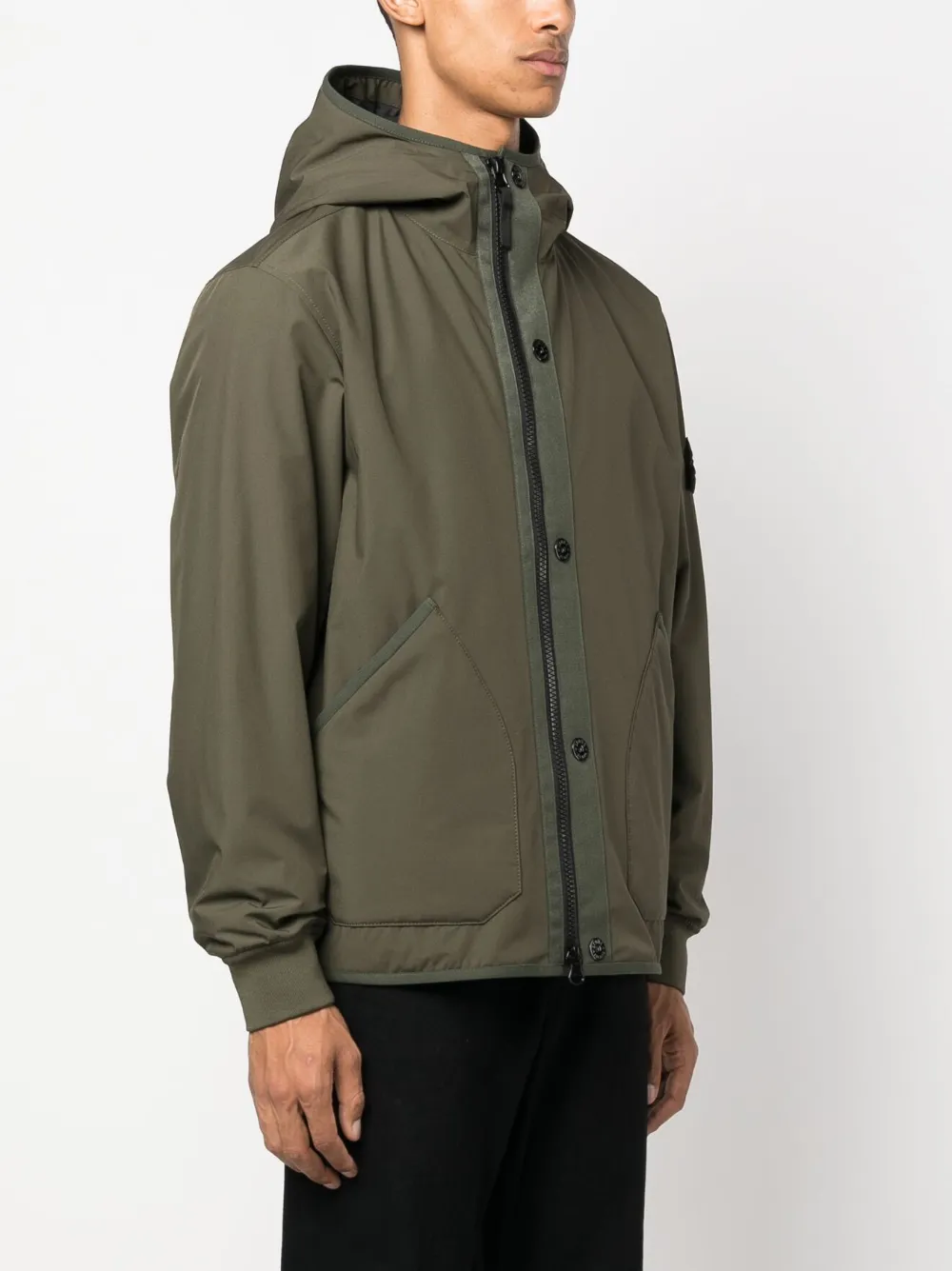 Compass-patch hooded jacket
