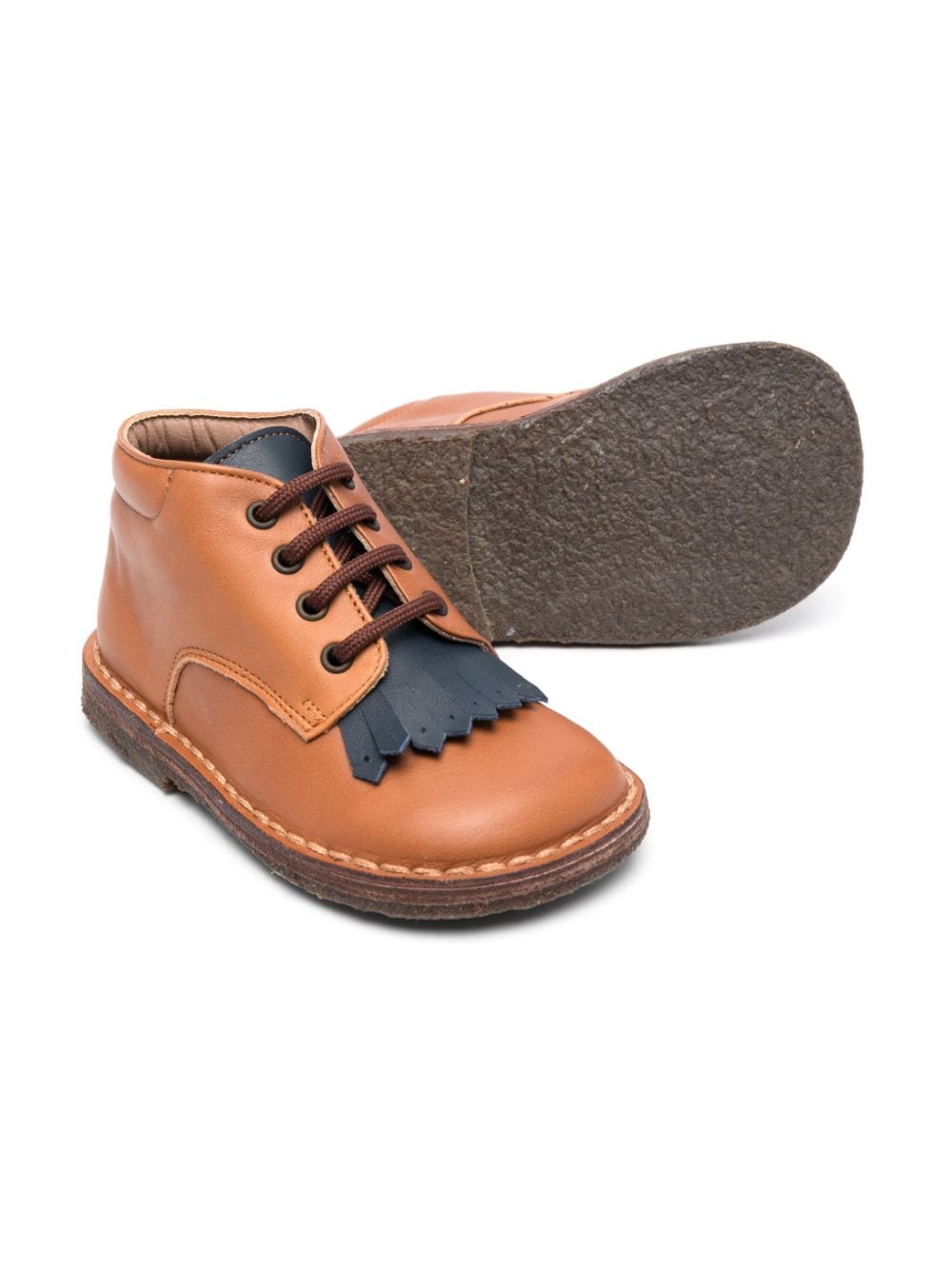 Shop Pèpè Lace-up Leather Boots In Brown