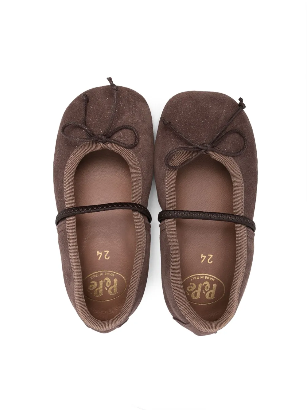 Pèpè Bow-detail Suede Ballerinas In Brown