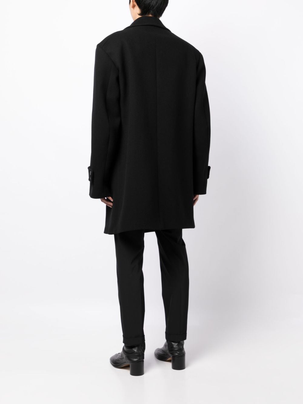 Shop Random Identities Single-breasted Wool Coat In Black