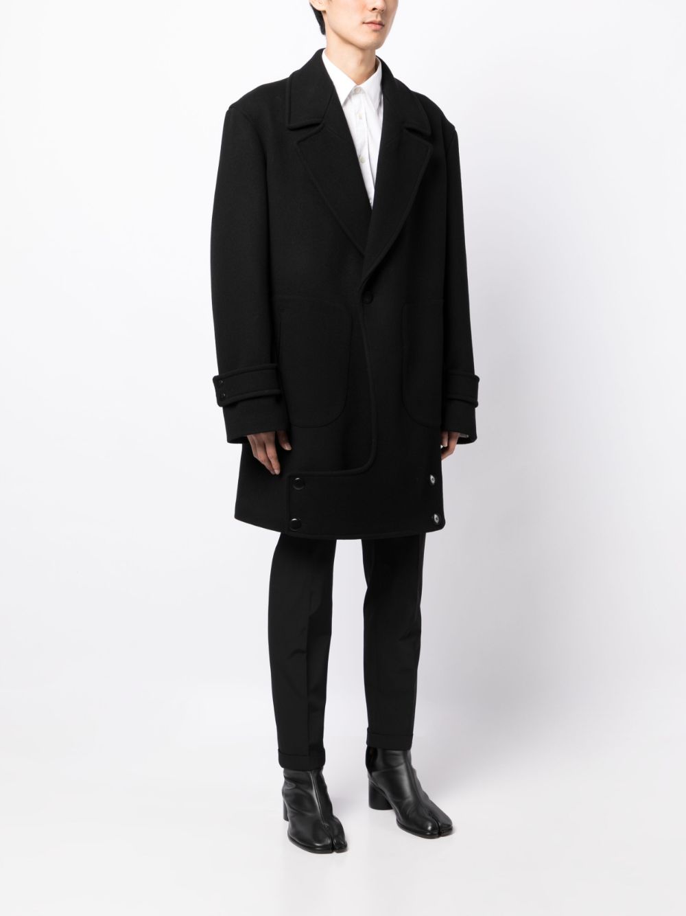 Shop Random Identities Single-breasted Wool Coat In Black