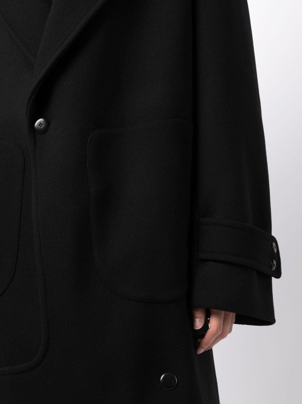 Shop Random Identities Single-breasted Wool Coat In Black