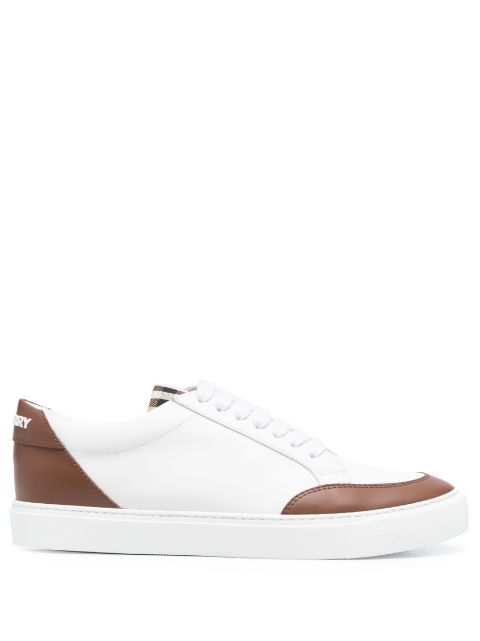 Burberry Vintage Check pattern Leather Sneakers White FARFETCH