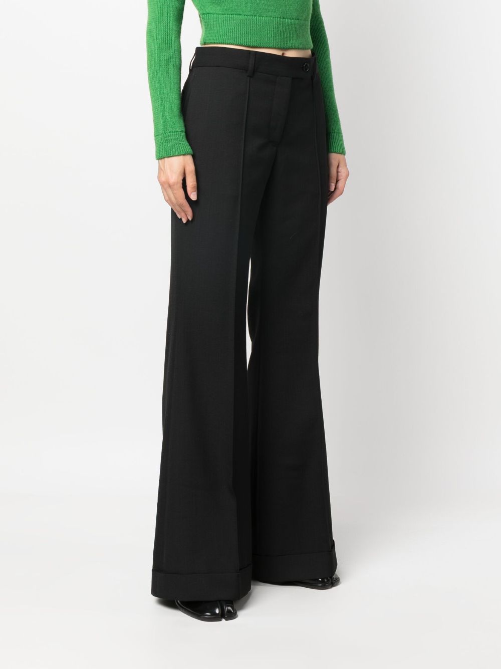Shop Acne Studios Mid-rise Flared Trousers In Black