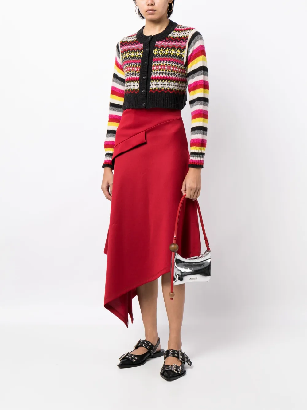 Shop Molly Goddard Wool Cropped Cardigan In Multicolour