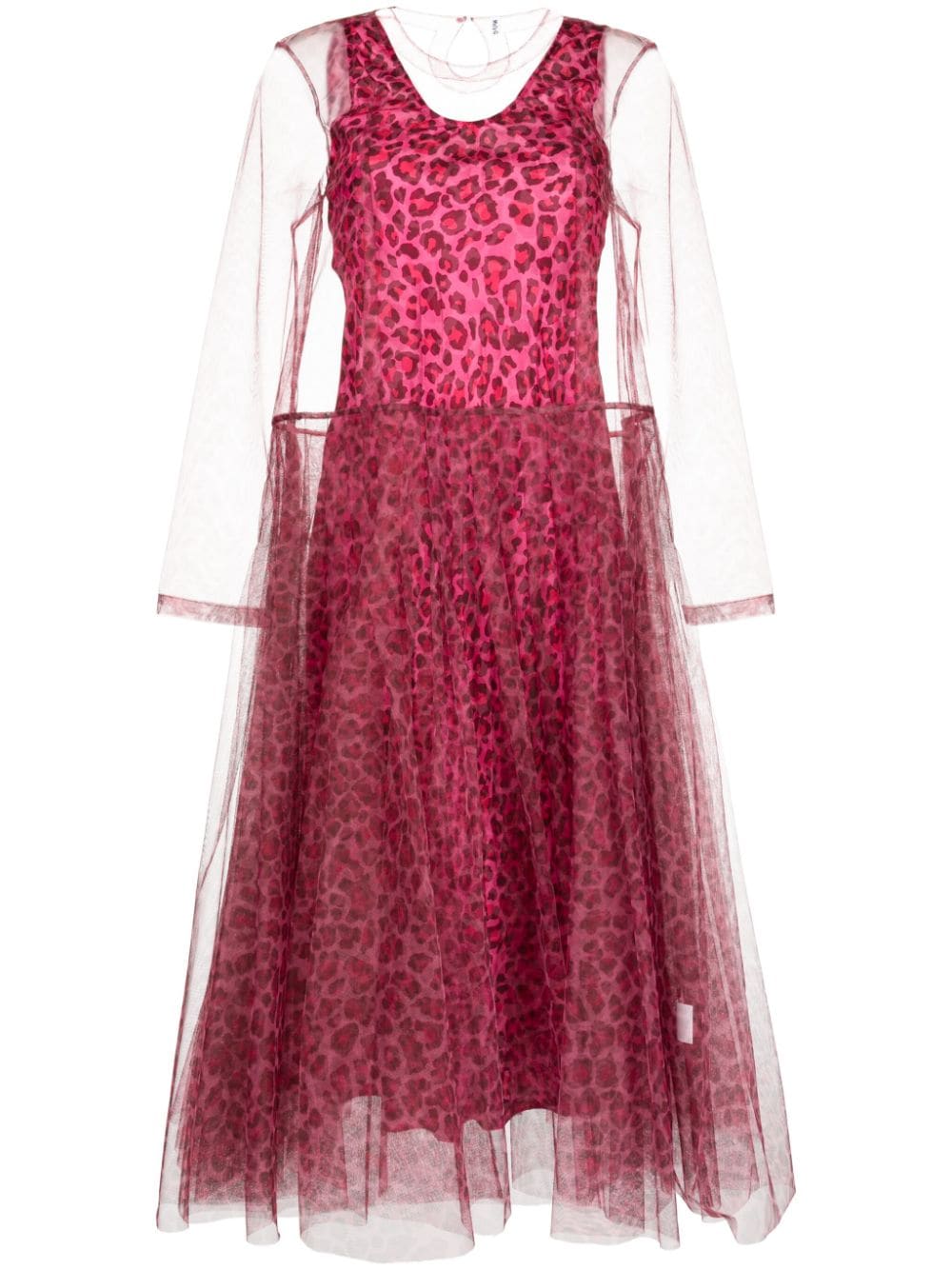Molly Goddard Leopard-print Tulle Midi Dress In Pink