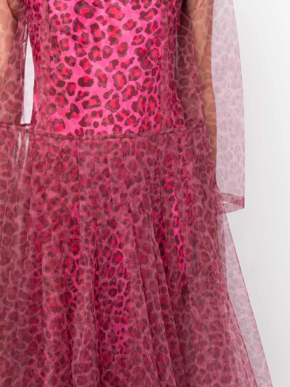 Shop Molly Goddard Leopard-print Tulle Midi Dress In Pink