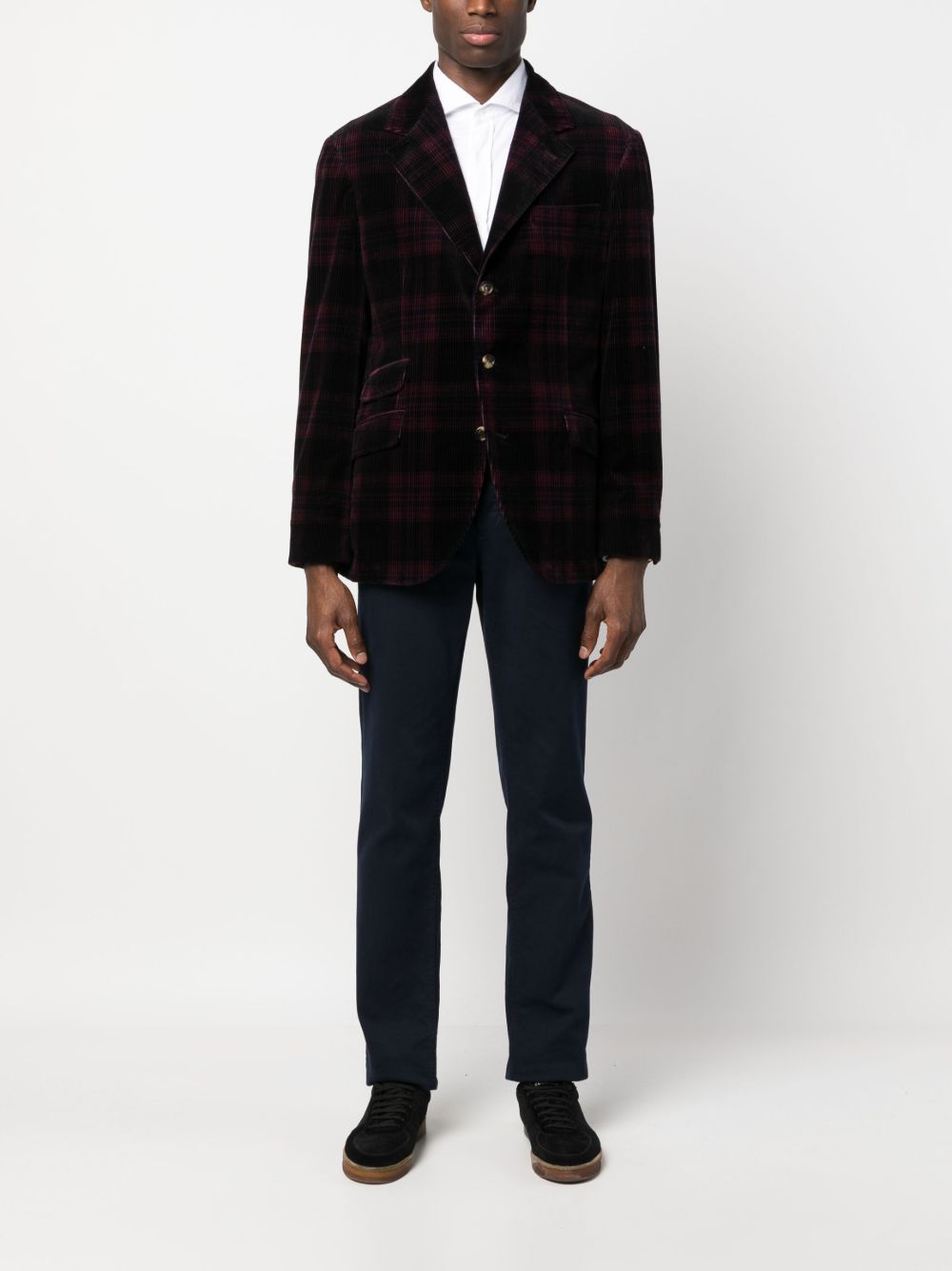 Brunello Cucinelli Prince of Wales check corduroy blazer - Rood