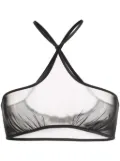 KNWLS sheer halterneck bra top - Black