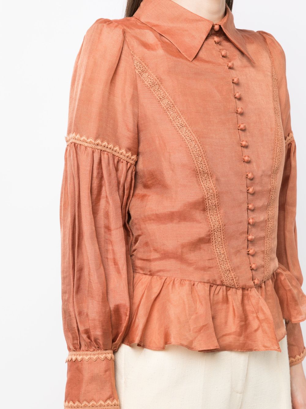 Shop We Are Kindred Primrose Ruffle-detail Blouse In Brown