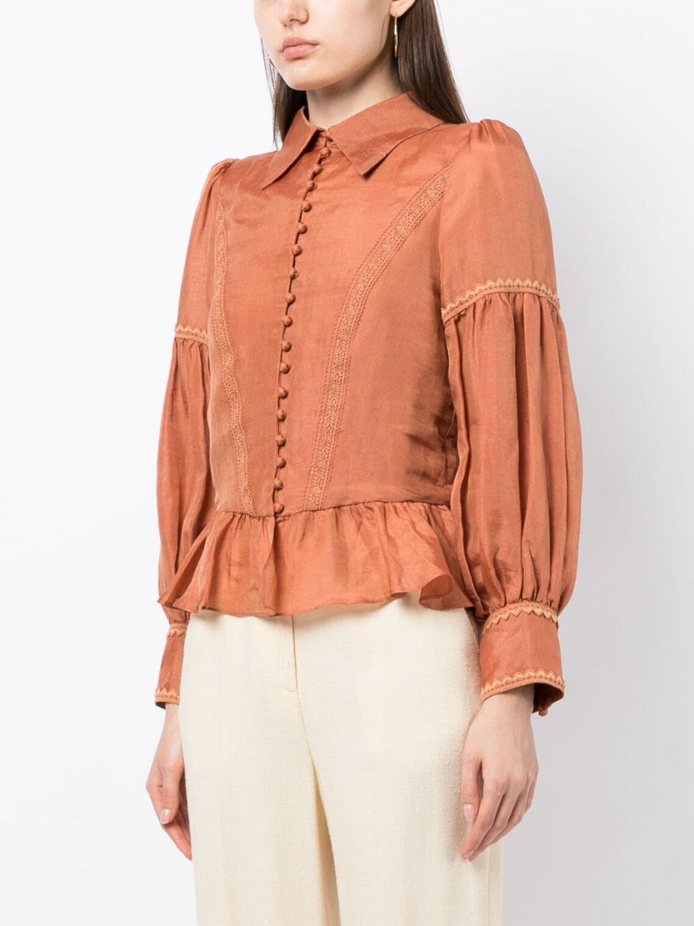 Shop We Are Kindred Primrose Ruffle-detail Blouse In Brown