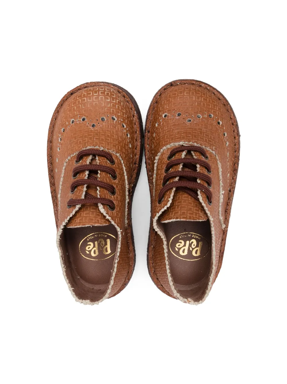 Shop Pèpè Textured Leather Brogues In Brown