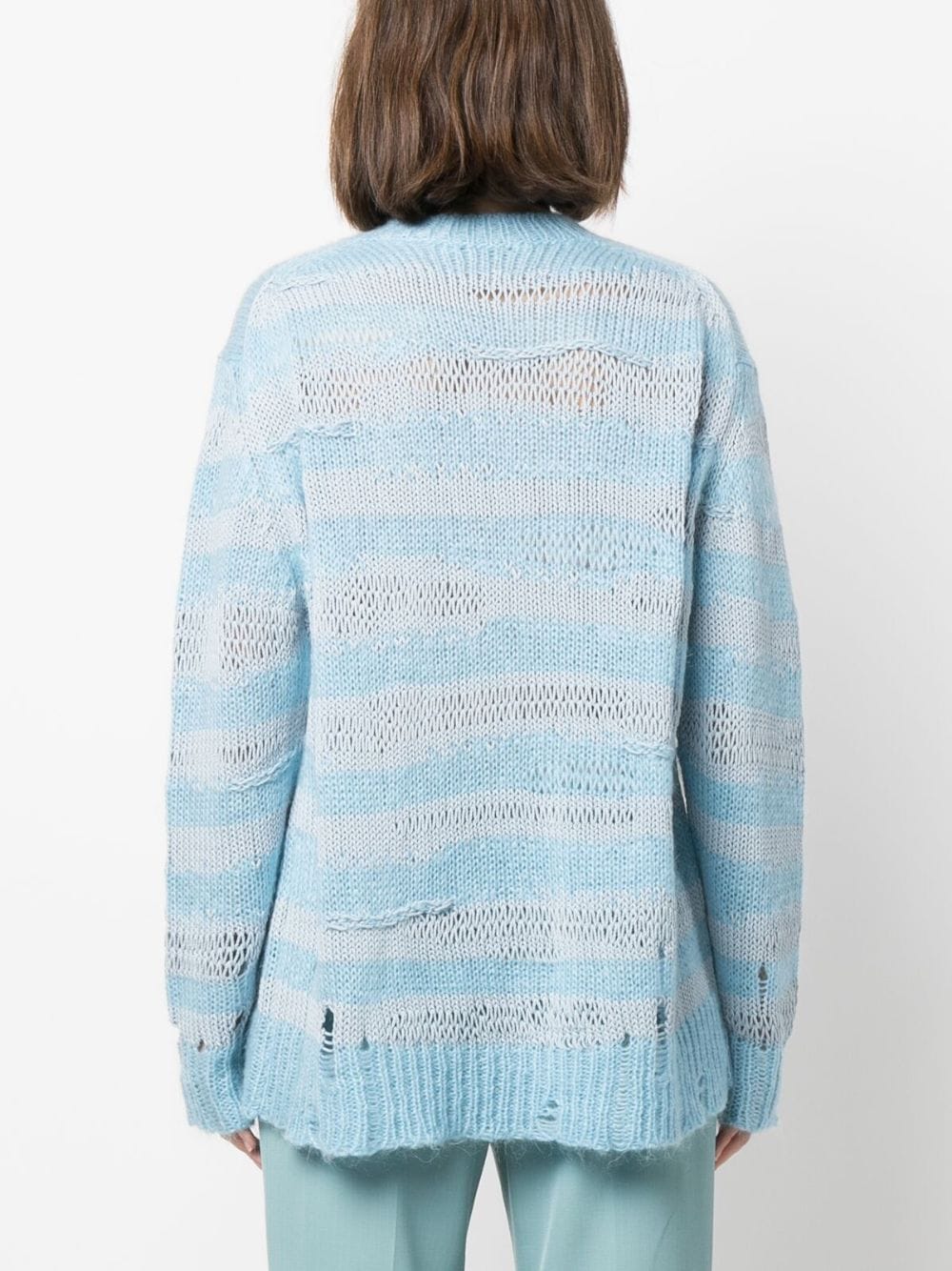 Shop Acne Studios Distressed Striped Sweater In Blue