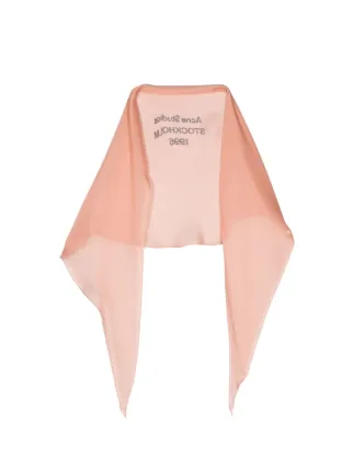 Acne Studios logo-print Silk Scarf | Pink | FARFETCH
