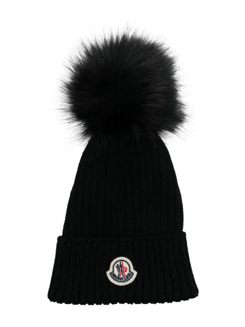 Moncler Enfant logo-patch ribbed wool beanie 