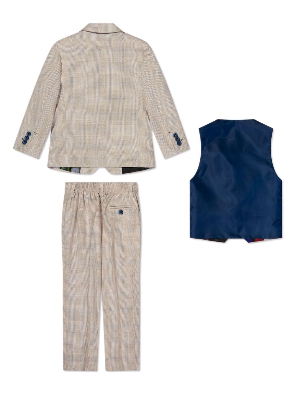 HOUSE OF CAVANI KIDS single-breasted checked three-piece suit - Beige