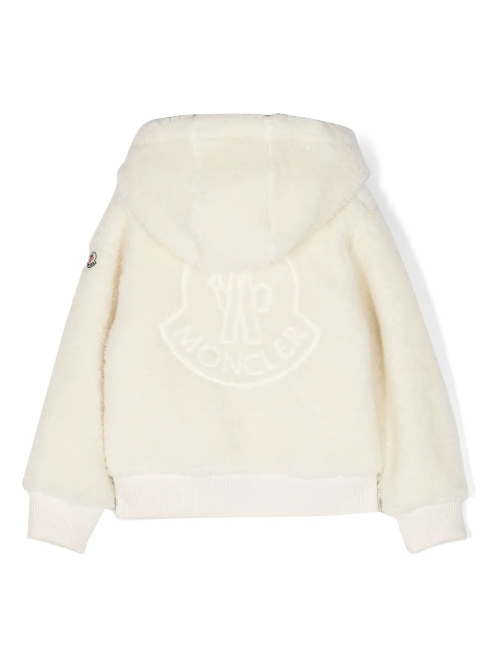 logo-embroidered faux-fur hoodie