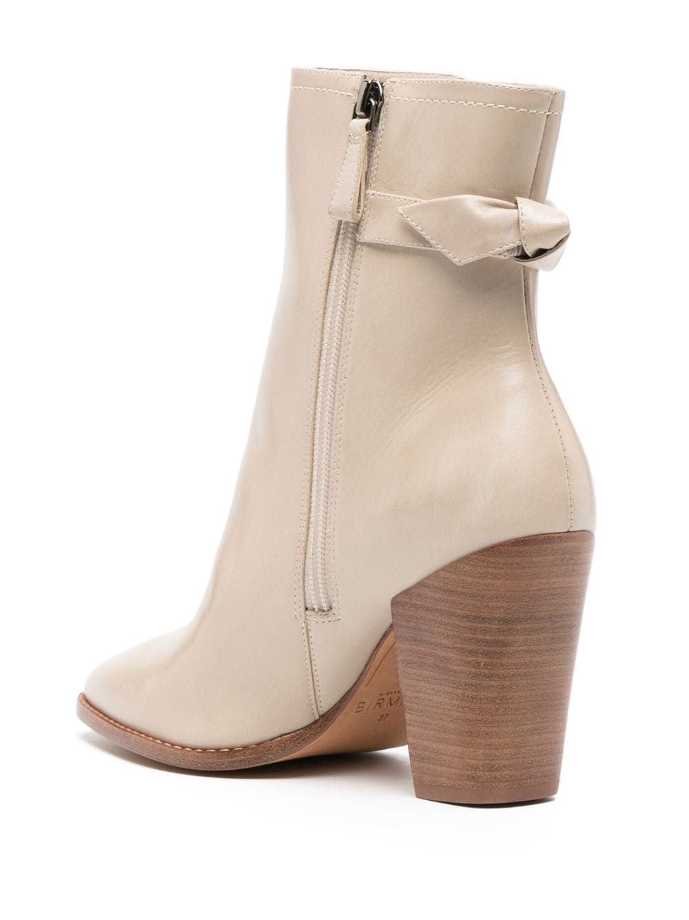 Shop Alexandre Birman Bow-detail 95mm Leather Ankle Boots In Neutrals