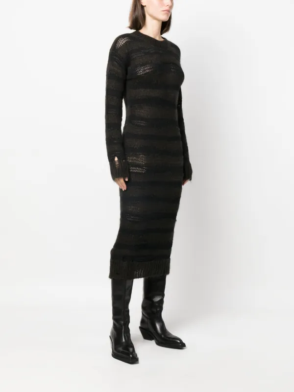 acne studios knit dresses striped open-knit midi dress Waistline: Basque
