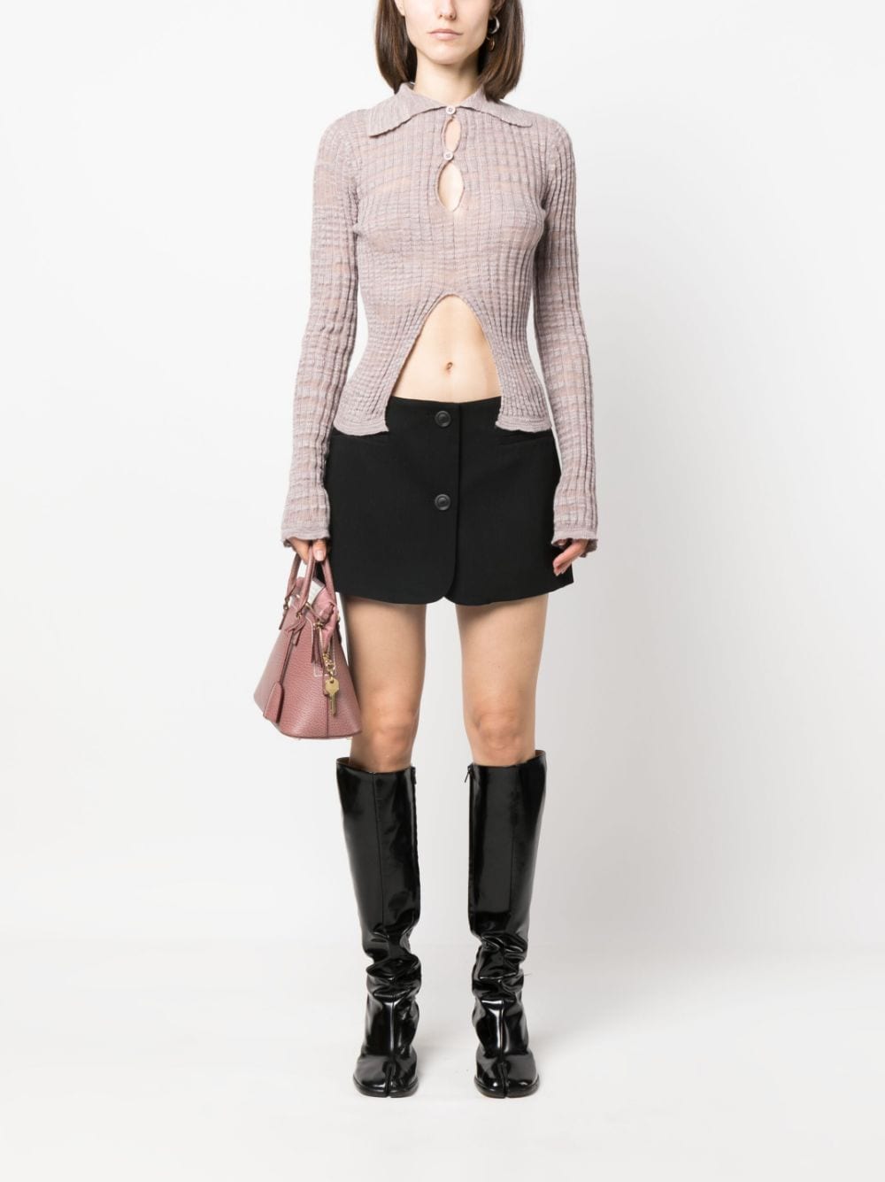Shop Acne Studios Cut-ou Knitted Top In Pink