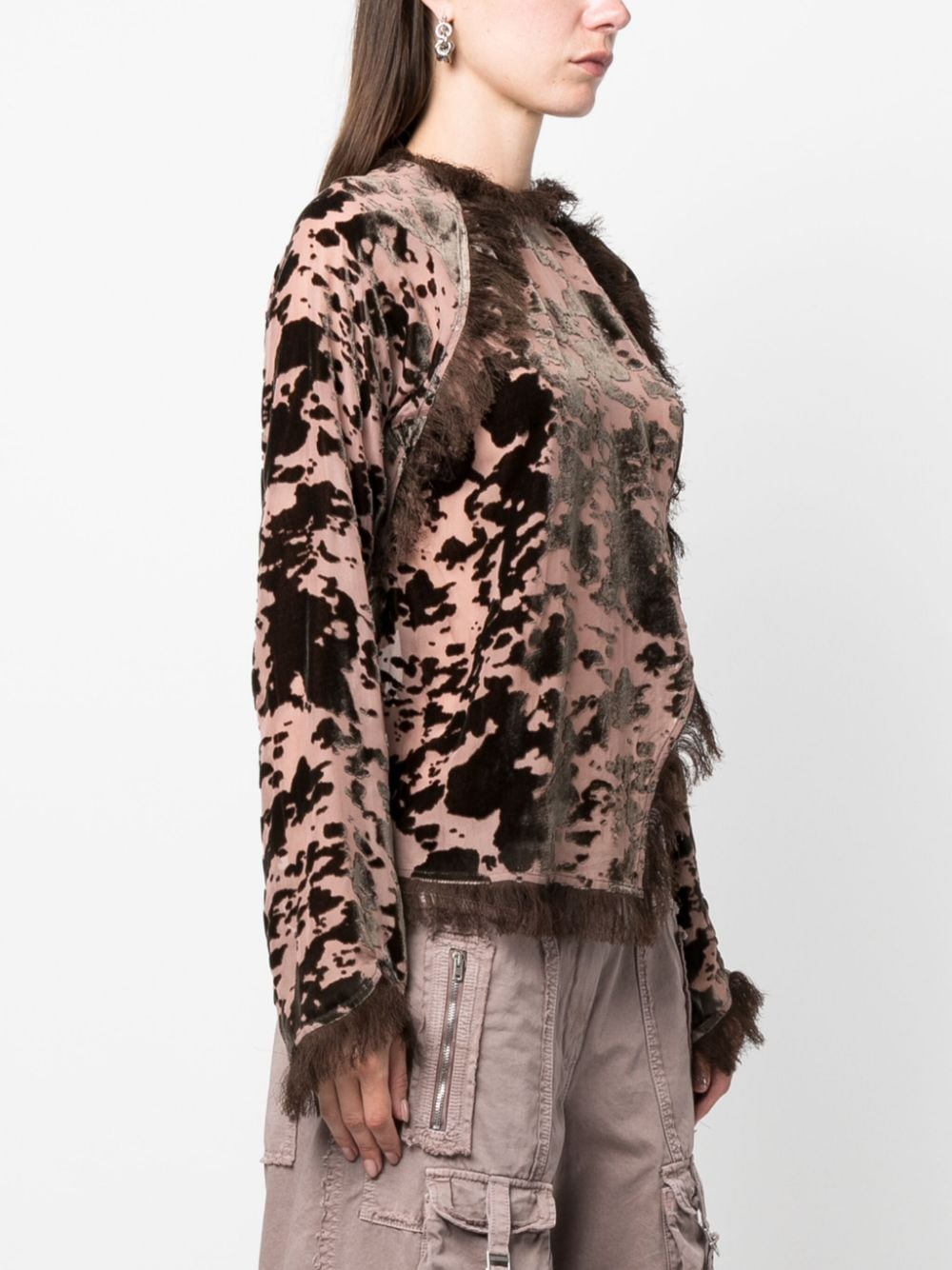 Shop Acne Studios Abstract-pattern Print Blouse In Brown