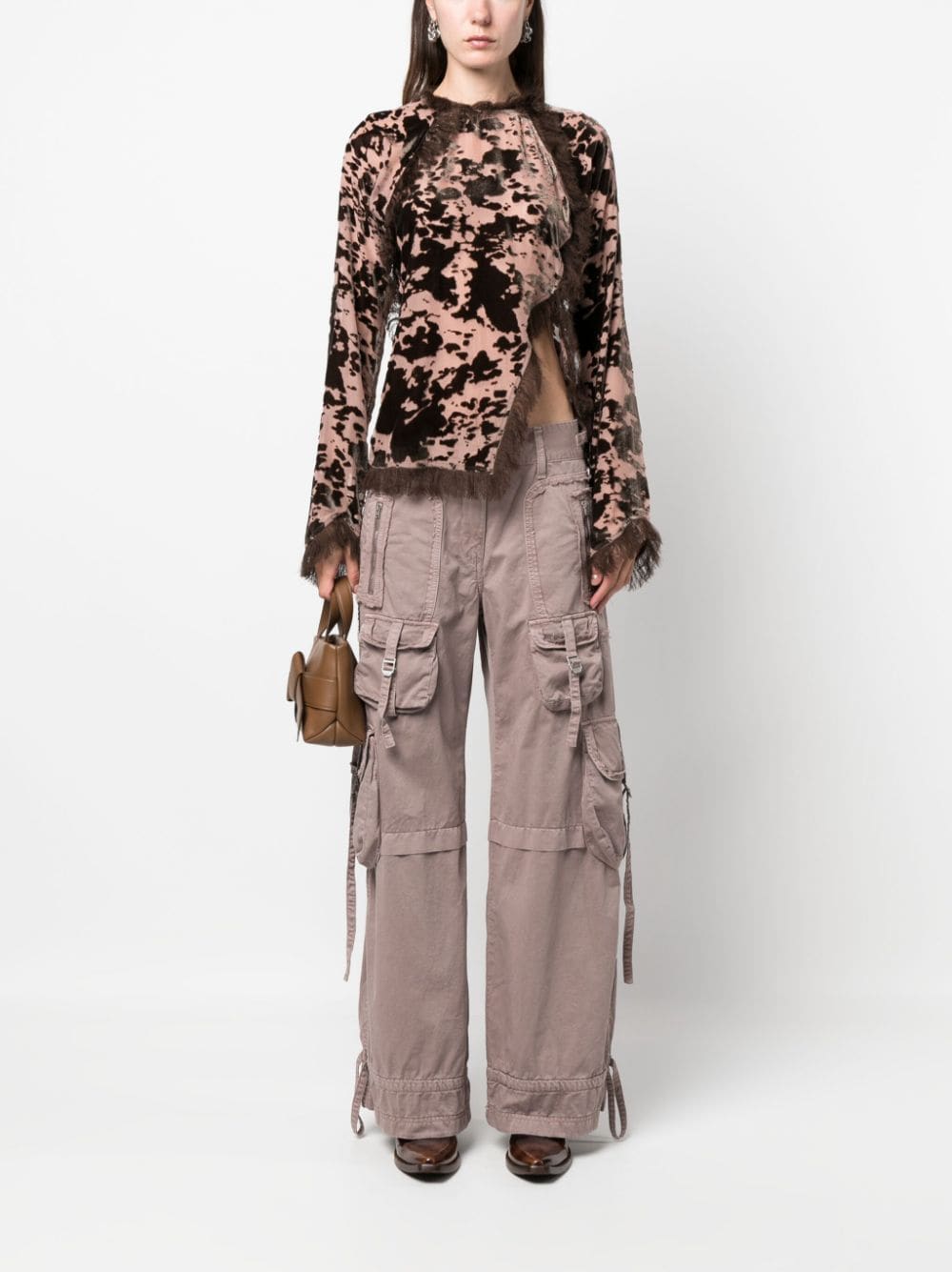 Acne Studios abstract-pattern print blouse - Bruin