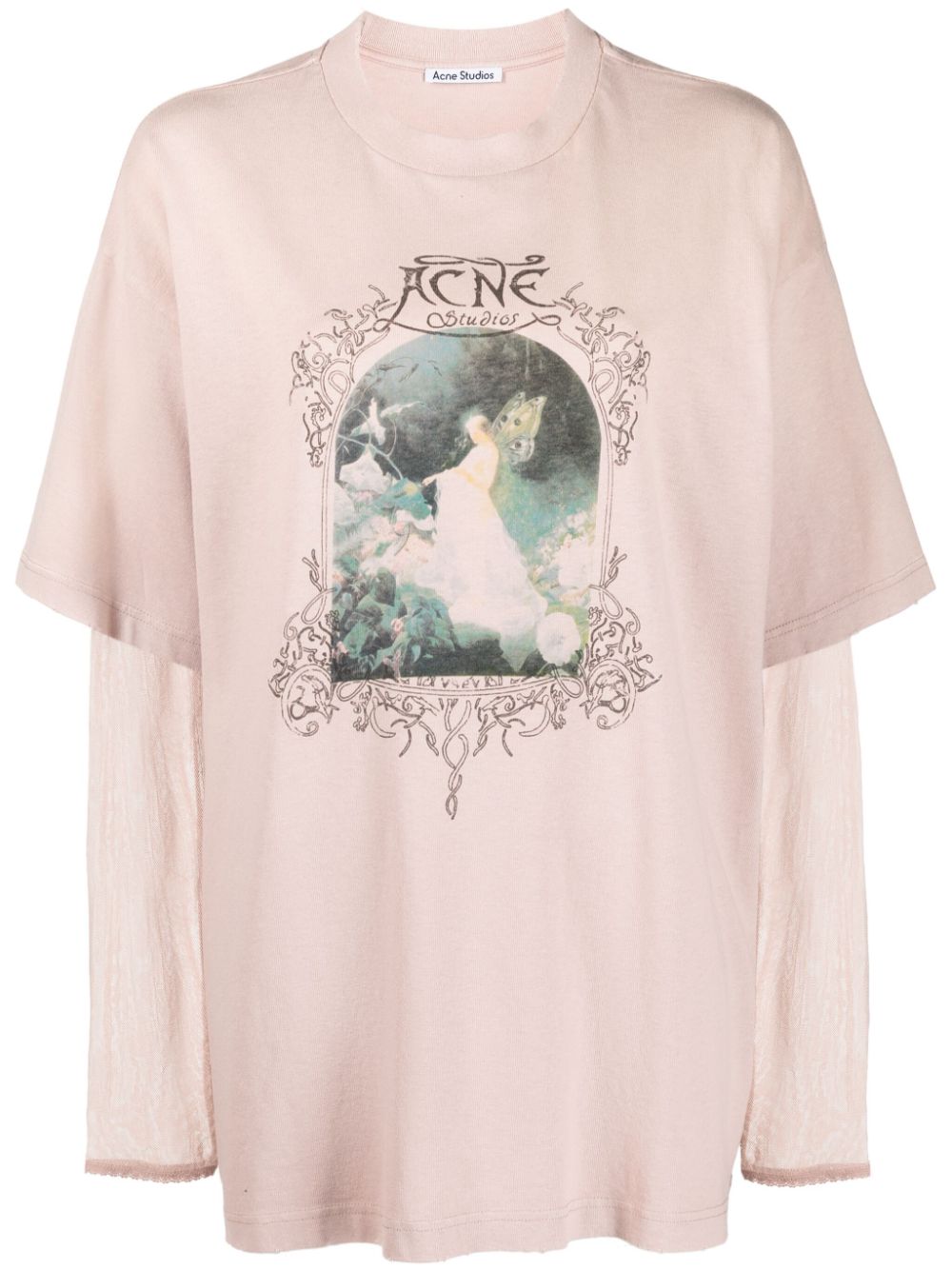 Acne Studios T-shirt met gelaagde mouwen Roze
