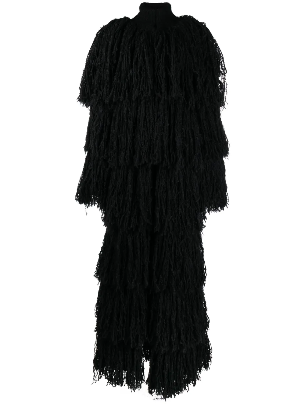 Saint Laurent manteau long à franges - Noir Top Merken Winkel