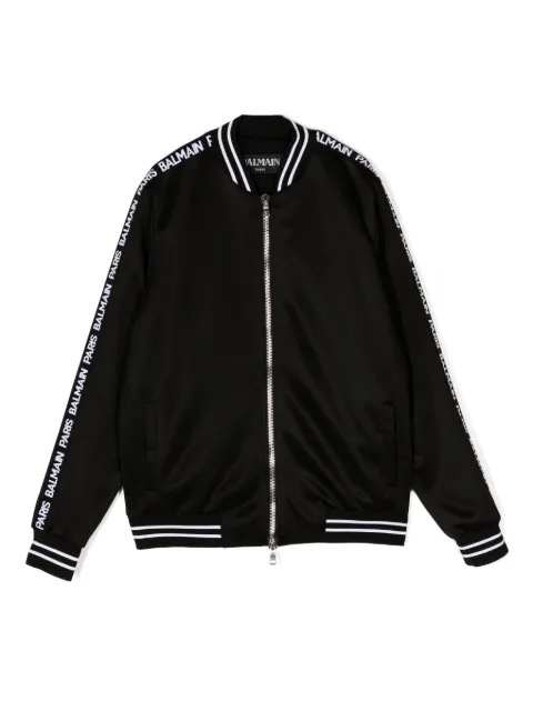 Balmain Kids logo-tape bomber jacket