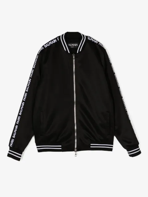 Balmain Kids logo-tape bomber jacket