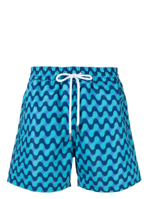 Frescobol Carioca wave-print swim shorts