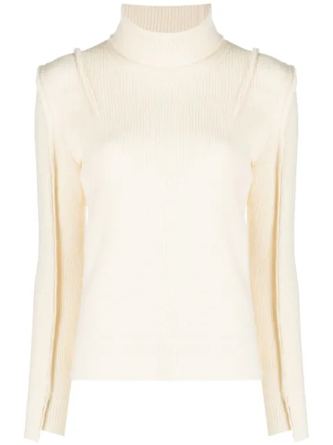 R13 roll-neck ribbed-knit jumper